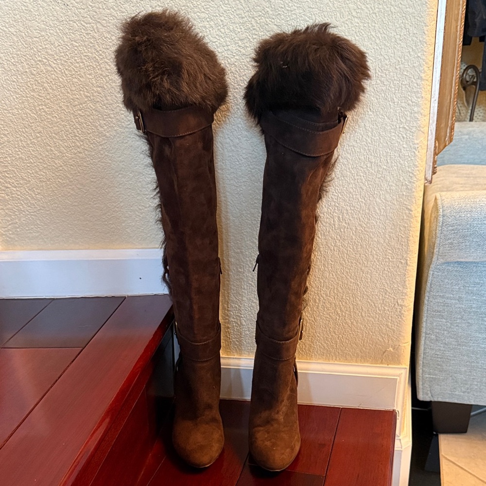 Coach Dark Brown Over the Knee Boots - Picture 2 of 5
